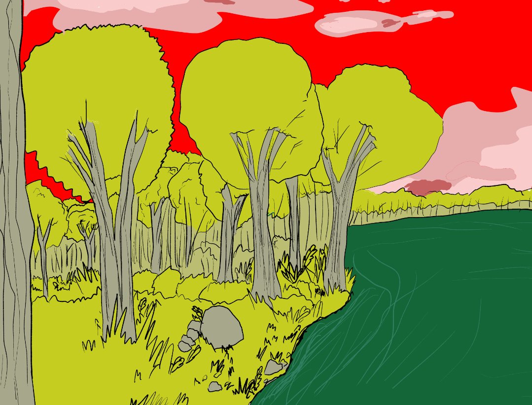 Just a background I thought I'd share. #RedSky #background #art #backgroundart #comics #webcomics #trees #nature