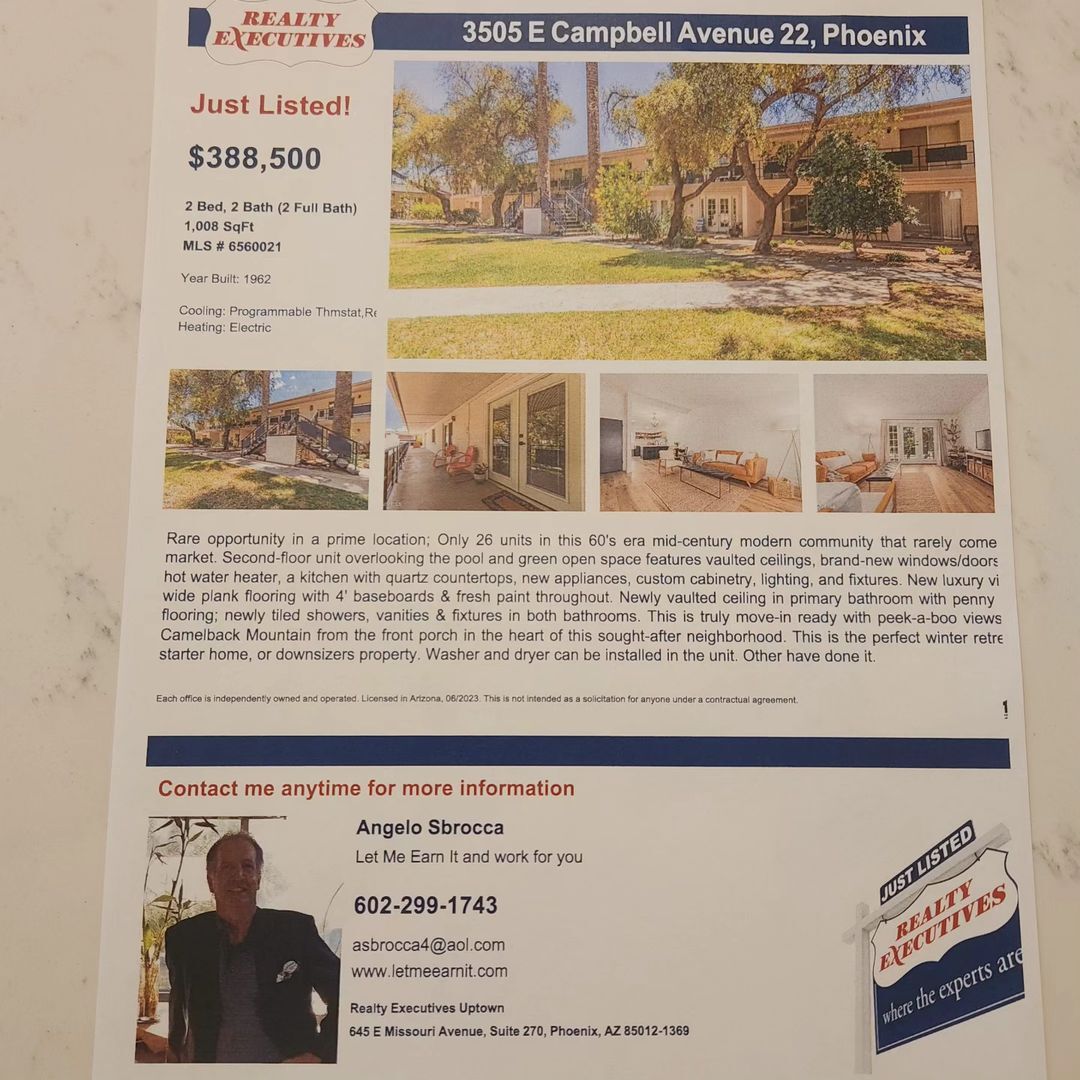 LetMeEarnItRea1's tweet photo. Absolutely Gorgeous! 2/2 Condo in 85018- 36st and Campbell Phx, AZ $388,500 call me anytime 602 299-1743 https://t.co/cjHx8TrqGA