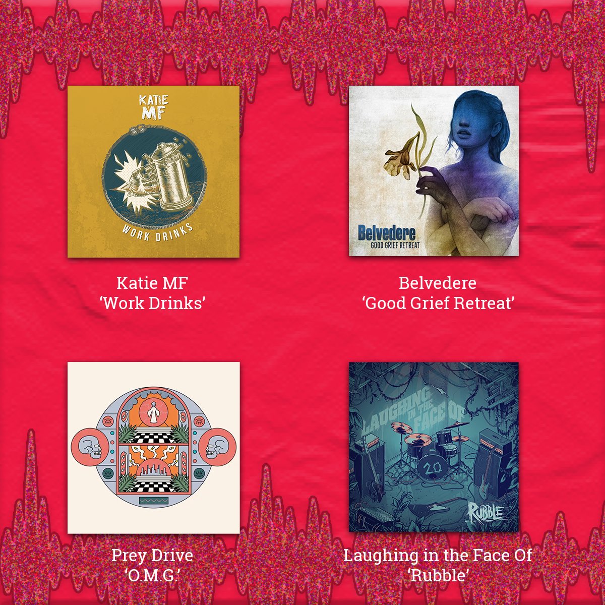 A bit of everything to compliment your streaming punk rock playlist 🎶🤘

<a href="/KMFLDN/">Katie MF 🧭 False Starts, Open Endings out now ⚓</a> 
<a href="/Belvedere669/">Belvedere</a> 
<a href="/preydriveband/">Pʀᴇʏ Dʀɪᴠᴇ 👁️💊🌆👽💀</a> 
<a href="/LITFO/">Laughing In The Face Of</a> 

#punkrockmusic #punkrockplaylist #punkrock #streaming #streamingnow