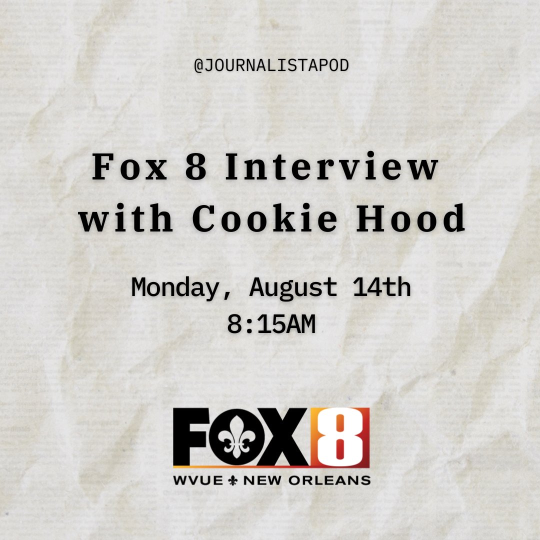 journalistapod's tweet photo. Don't miss it!! Cookie is being interviewed tomorrow morning on @FOX8NOLA at 8:15am. https://t.co/o8jT97hpo7