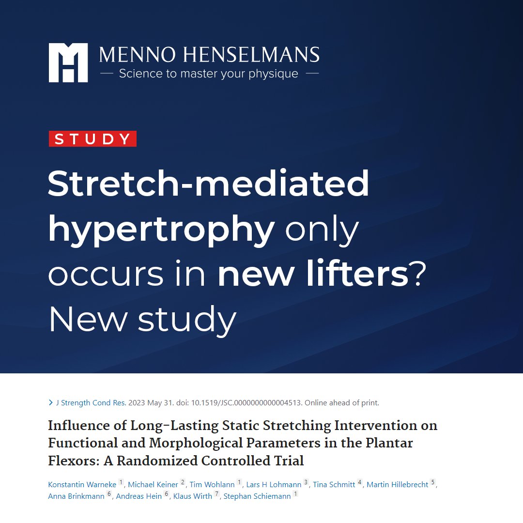 MennoHenselmans's tweet photo. Stretch-mediated hypertrophy only occurs in new lifters? New study
#teamfullROM #smh #stretching #mennohenselmans #personaltrainer #personaltrainers #personaltraining #personaltrainerlife https://t.co/sAWGGWLfDp