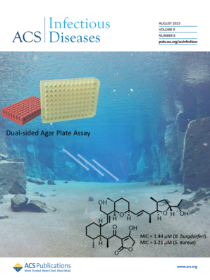 The latest issue of #ACSInfectiousDiseases in live! go.acs.org/5Pg This month's cover article from @MurphyLabUIC describes the development of DAPA, a tool used to discover new antibiotic natural products.