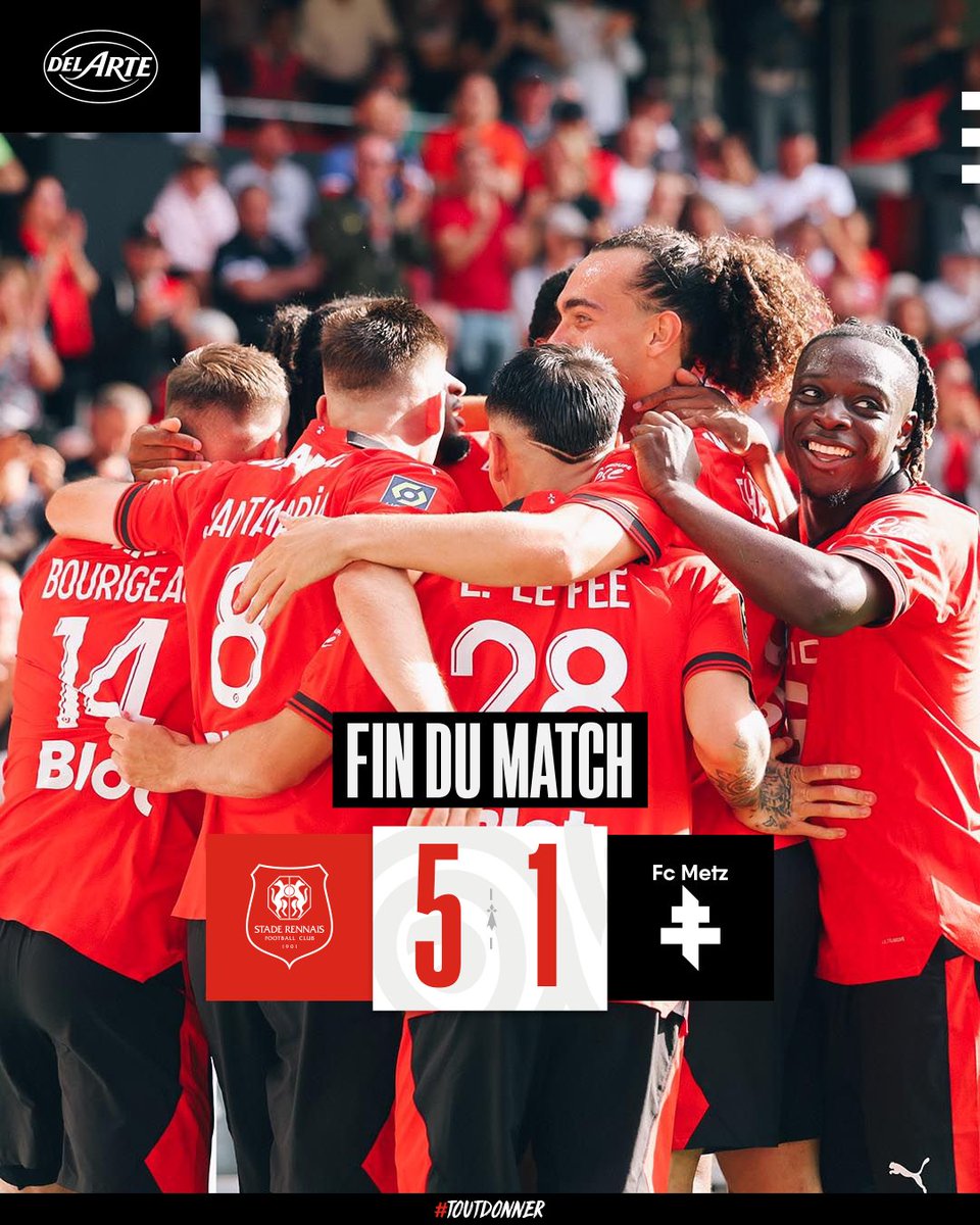 🏁 C'est terminé !

Première réussie pour les Rouge et Noir qui s'imposent largement contre Metz. 🔥

#SRFCFCM 5-1