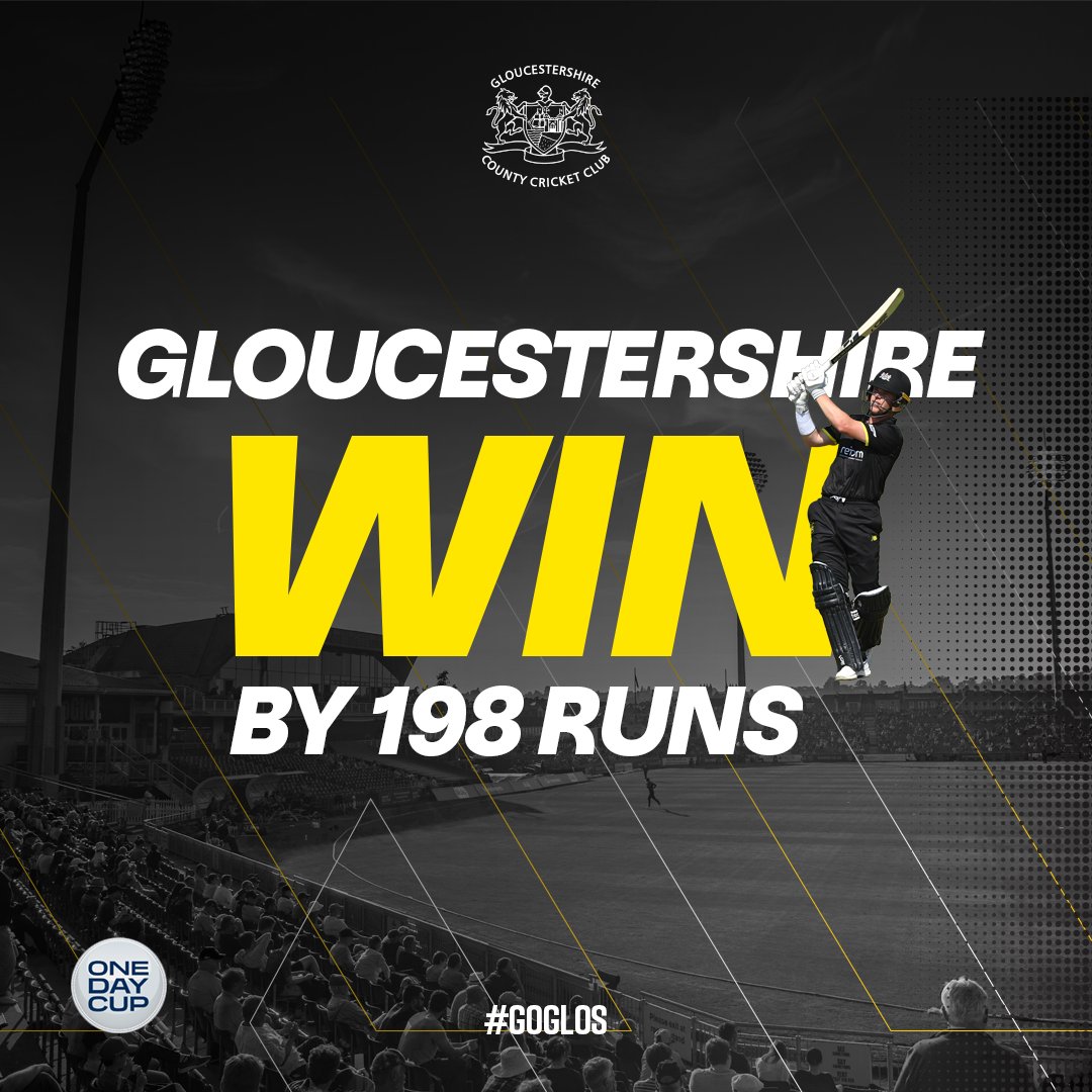 𝐆𝐋𝐎𝐔𝐂𝐄𝐒𝐓𝐄𝐑𝐒𝐇𝐈𝐑𝐄𝐄𝐄𝐄𝐄𝐄𝐄𝐄𝐄 𝐋𝐀 𝐋𝐀 𝐋𝐀 🎶🎶🎶

A massive 198-run victory vs local rivals Somerset in the <a href="/onedaycup/">Metro Bank One Day Cup</a> 🔥🔥🔥

Well played <a href="/SomersetCCC/">Somerset Cricket</a> and safe travels 👏

#GoGlos 💛🖤