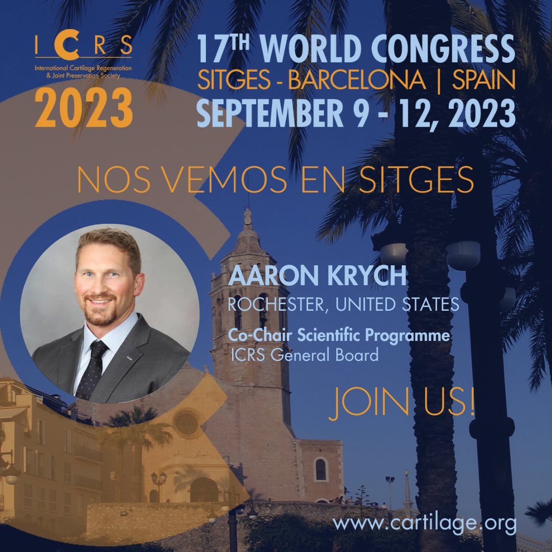 ICRS World Congress is almost here—can’t wait to see colleagues and friends for great discussion on cutting edge topics! #ICRS #cartilage @CartilageRepair