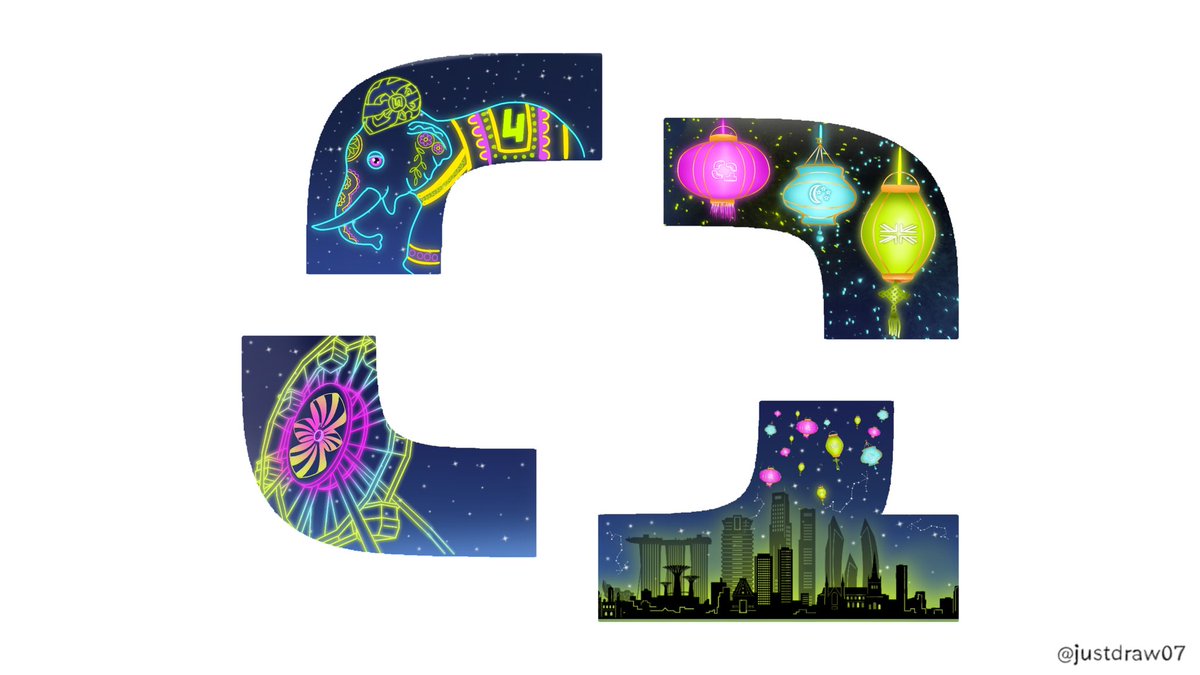 justdraw_07's tweet photo. My design! I was inspired by Singapore at night and its lights. Everything is related to typical things of the country 🫶🏼 in the lanterns you can see the logo of the team and the flags of the Uk and Singapore 
@LandoNorris @Quadrant @Max_Fewtrell #QUADhelmet https://t.co/HJvX4skkuH
