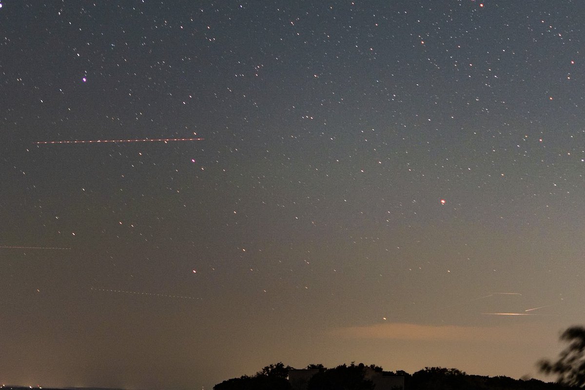 GtiAustin's tweet photo. Pointing a 50mm 1.8 at the Big Dipper and letting it run picks up a tight cluster of streaks (presumably meteors?) almost without fail. These are all 30 second exposures, most have several streaks even in that short span. Is this part of the #PerseidMeteorShower? From last night. https://t.co/viLvavSN9b