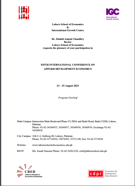 CREB_Pak's tweet photo. 1) Program and registration details for Applied Development Economics Conference (#ADE2023) to be held from 23-25 August, 2023 are now available.
Register Now: https://t.co/Se8sEa4dNe
Program attached!! https://t.co/4TvlYfnZfZ