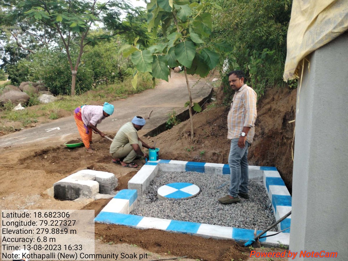 sampathjadi's tweet photo. Construction Drain tail end & Institutional Community Soak Pit at Kothapalli (New) GP of Dharmaram Mandal, Peddapalli Dist. #SBM(G) #LWM #Graywatermanagement #Soakpit
@Collector_PDPL @Koppulaeshwar1
@SwachhPeddapal1 @DPO_PDPL @shyamku34506690 https://t.co/UTfyzDO5GC
