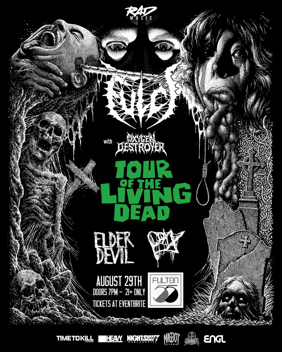 Witness this death metal onslaught at <a href="/Fultonfivefive/">Fulton55Fresno</a> August 29th 💀 Grab your tickets now for <a href="/Fulcicult/">Fulci</a> <a href="/Oxygen_destroyr/">Oxygen Destroyer</a> <a href="/elderdevilca/">Elder Devil</a> and #Poxx: eventbrite.com/e/639082883107

#rad #radmusic #fresno #fulton55 #metal #deathmetal #gore #horror