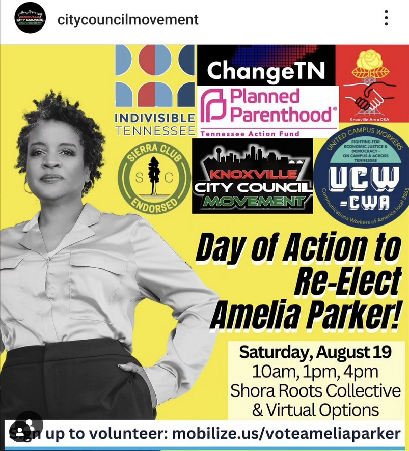 Join us next Saturday as we canvas with <a href="/citycouncilmvmt/">CityCouncilMovement</a> to get Amelia Parker re-elected! Sign-up info on the website shown 👇