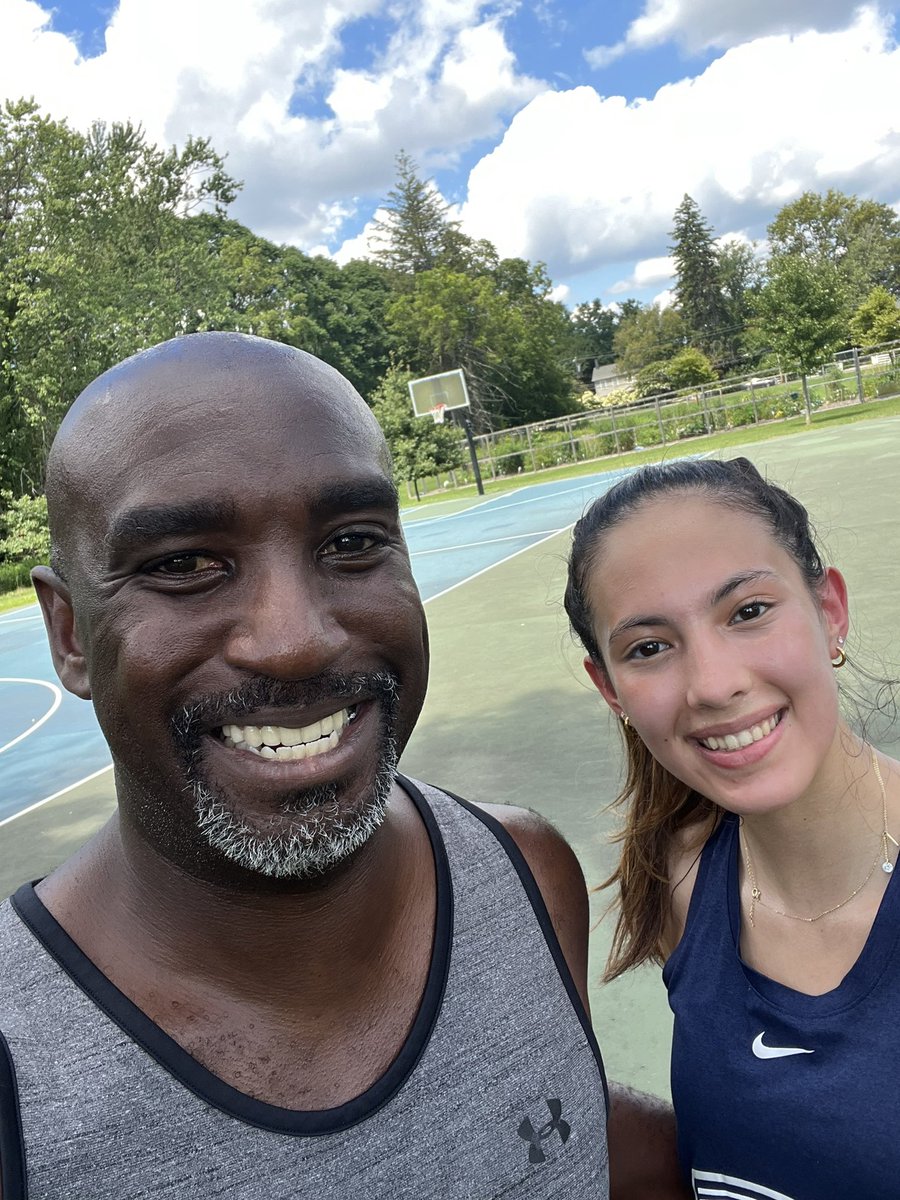 CoachYoungNJ's tweet photo. Feels like 98 degrees outside; @Kath_martini14 of @EmoryWBB don’t care. Just had a great workout working on scoring options in ball reversal situations. One week to go kid, LETS GO!!!! #WeOutside #SweatySunday #AlwaysACoach https://t.co/Iraes81WX1