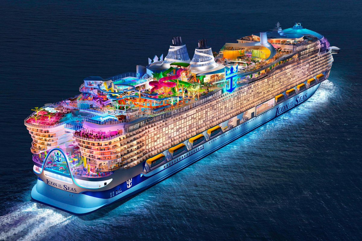CerfiaFR's tweet photo. 🇫🇷 DÉBAT | Le paquebot #IconOfTheSeas, le plus gros du monde, fera son premier voyage en janvier et accueillera 7600 passagers. Il possède 15 bars, 7 piscines, une patinoire, et est 5 fois plus gros que le #Titanic.

👉 Trouvez-vous cela indécent ou attirant ? https://t.co/DkqRedksDK