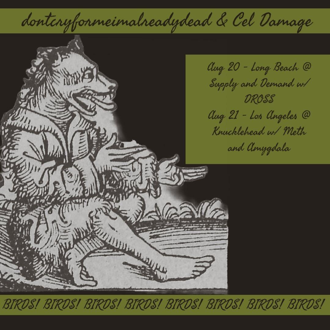 we hit the road next weekend with our buds in <a href="/CelDamageBand/">Cel Damage</a> supporting DROSS <a href="/Amygdalatx/">𝙰𝚖𝚢𝚐𝚍𝚊𝚕𝚊</a> and <a href="/meth_band/">meth.</a> respectively. Aug 22 fell through so catch us bummin around the City of Caterpillar show.