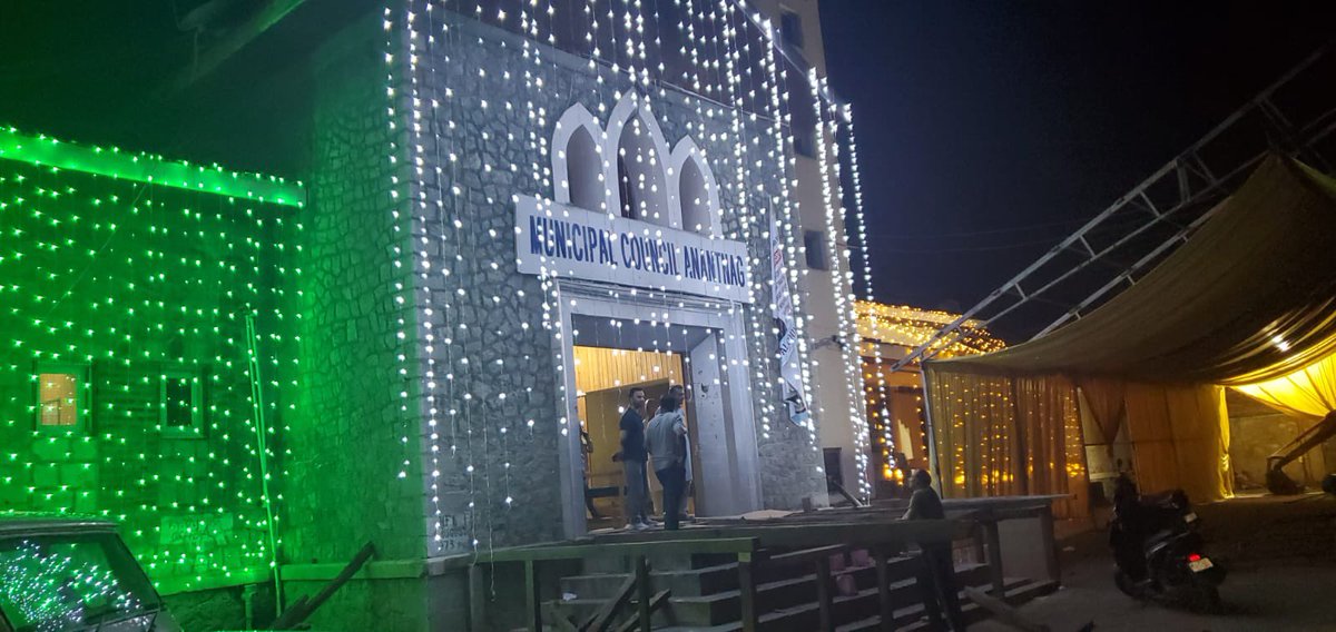 Illumination  of Khanbal bridge, Ganta Ghar Lal Chowk &amp; Town Hall Anantnag in view of 15th of August 2023.