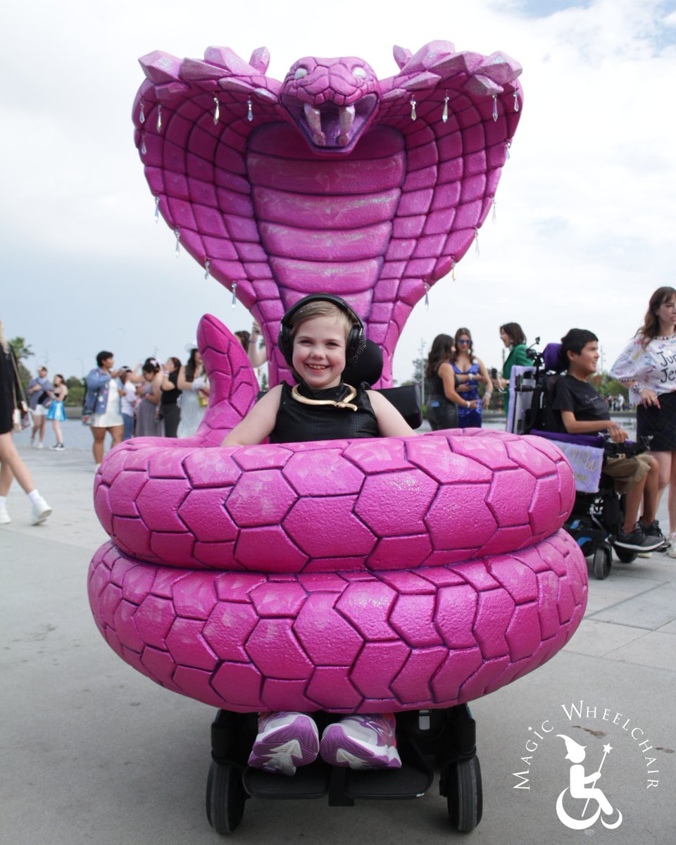 MagicWheelchair's tweet photo. A lot has happened since we introduced you to Madison! Thanks to our magical builders at Themeland Studios &amp; the incredible team at @SoFiStadium, we surprised this ultimate Swiftie with this ultimate Magic Wheelchair just in time for @taylorswift13's last show of #TheErasTour! https://t.co/z5V2h9nYIw