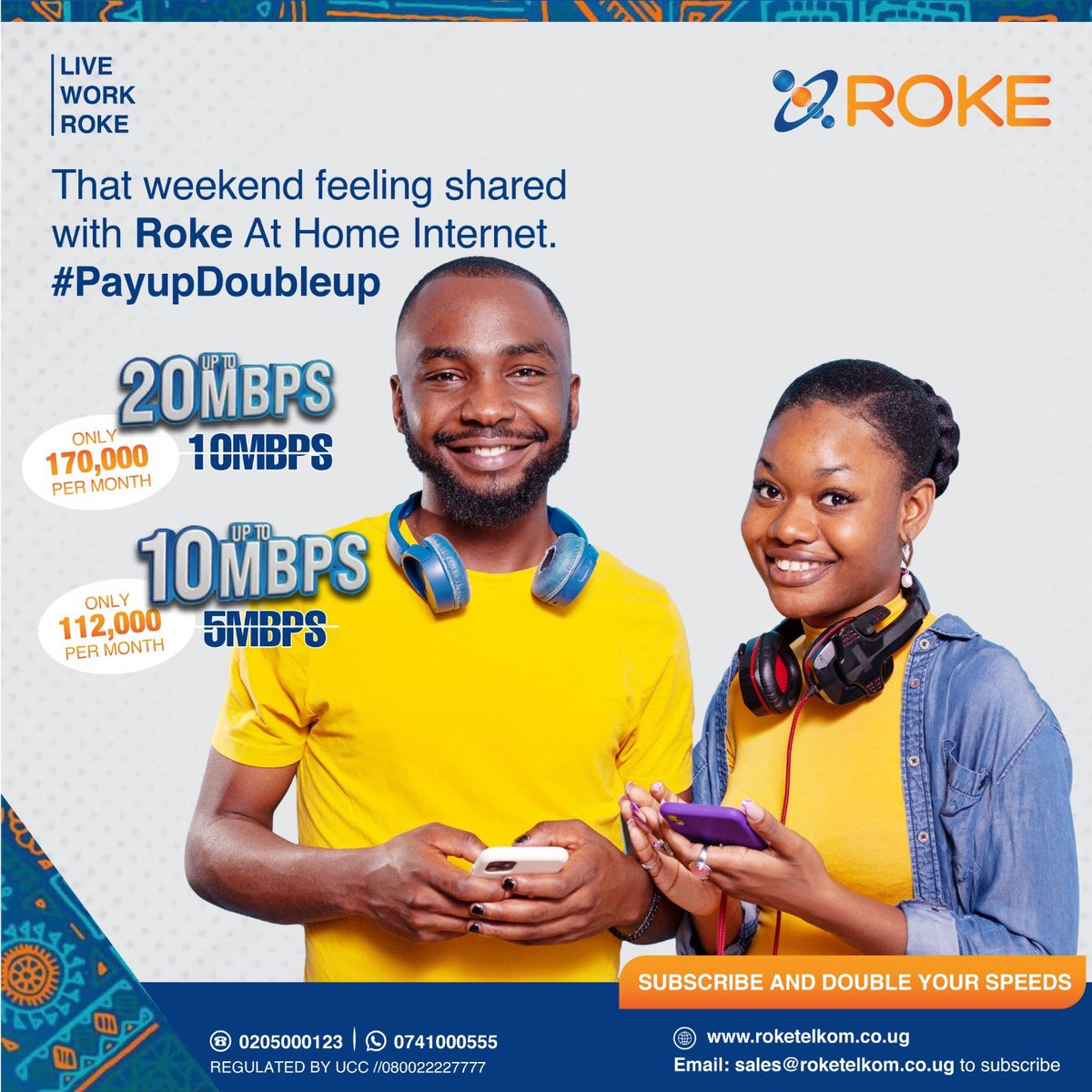 DouglasLwangaUg's tweet image. That weekend feeling shared with Roke At Home Internet.
#PayupDoubleup #Roketelkom