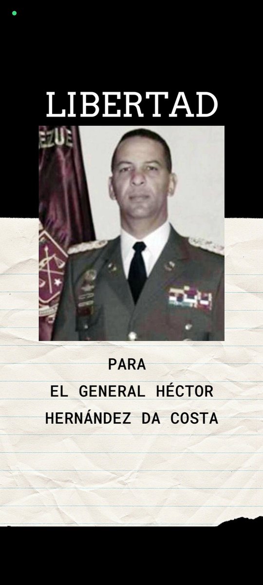 loresblog's tweet photo. 5 años de la detención de mi amado y honorable padre, el general Héctor Hernández Da Costa. Tiene una medida de liberación inmediata de la ONU, que aún no ha sido acatada (sigue) https://t.co/84R6uC5By9