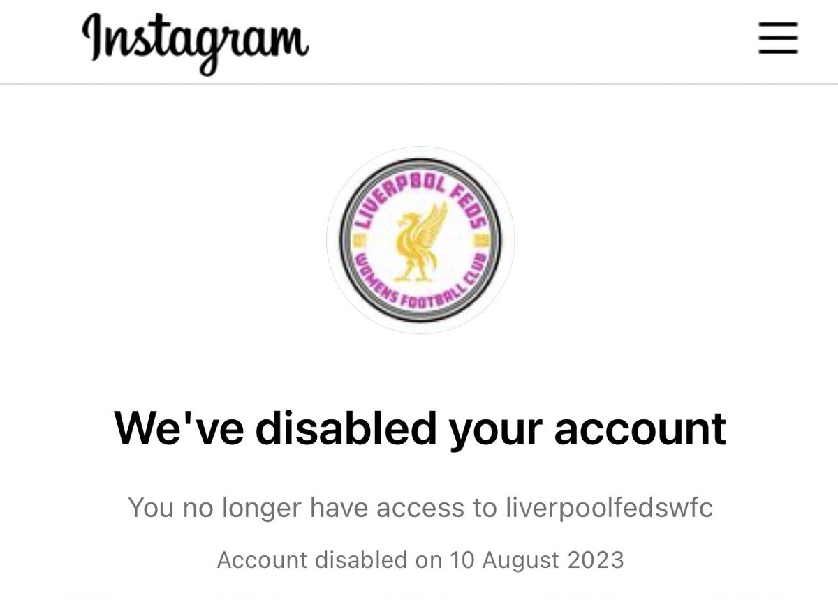 Absolutely devastated to say our Instagram has been disabled again after spending the summer rebuilding  😢

As a grassroots self-funded football club Instagram is such an important platform for connecting with our fans and sponsors.

Can anyone help us get in touch with <a href="/Meta/">Meta</a>?