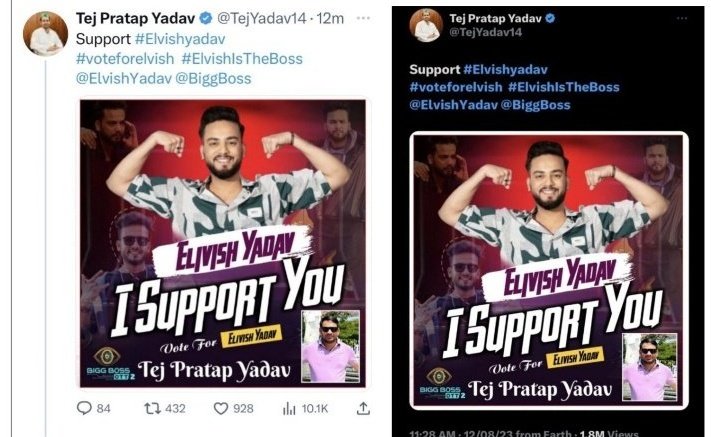 kumarmanohar007's tweet photo. @TejYadav14 इनको अभी तक मैं ट्विटर पर फॉलो करता था,मगर एक बिहारी कलाकार @Manisharani02 को सपोर्ट ना करके उन्होंने बिहारियों को बहुत शर्मिंदा किया
#unfollowtejpratab
 #Abhisha  #ManishaRani𓃵 #BiggBossOTT2 #BBOTT2 #Systumm #AbhishekMalhan𓃵 #FukraInsaan #ElvishYadav𓃵  #ElvishArmy https://t.co/ob8XA5J52P