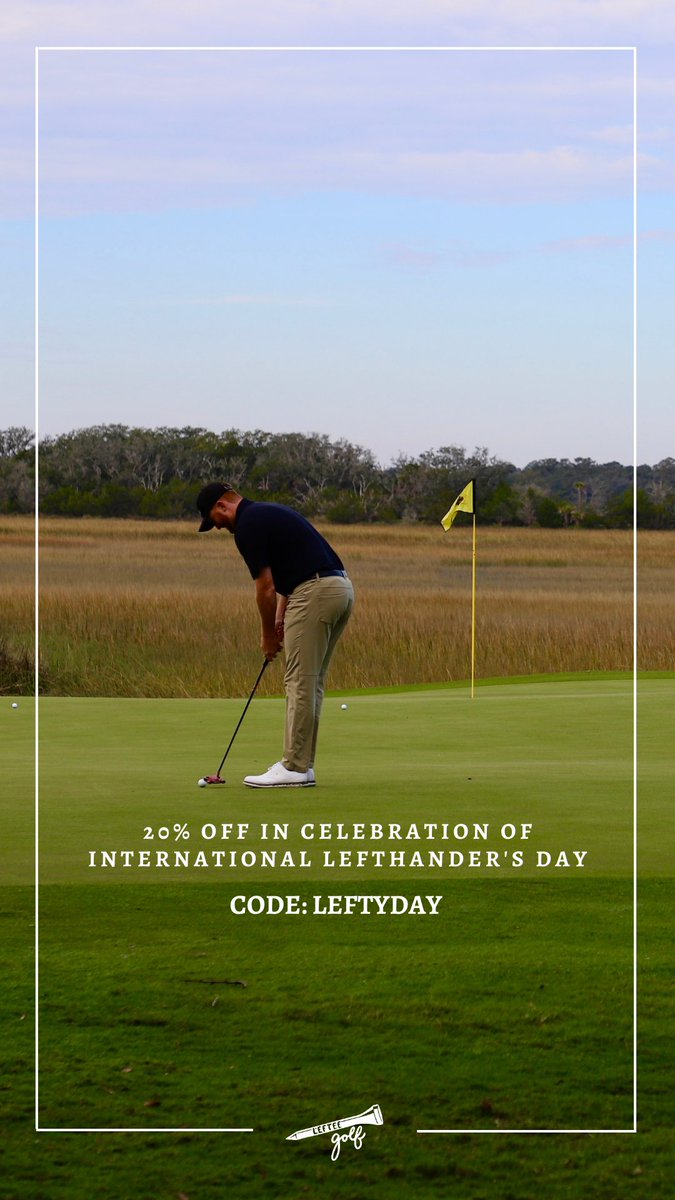 LefteeGolfCo's tweet photo. Happy International Lefthander’s Day. For those that observe and wish to celebrate, take 20% off our entire pro shop with code: LEFTYDAY. 

https://t.co/6Syafaahck https://t.co/JTjlb1g0bG