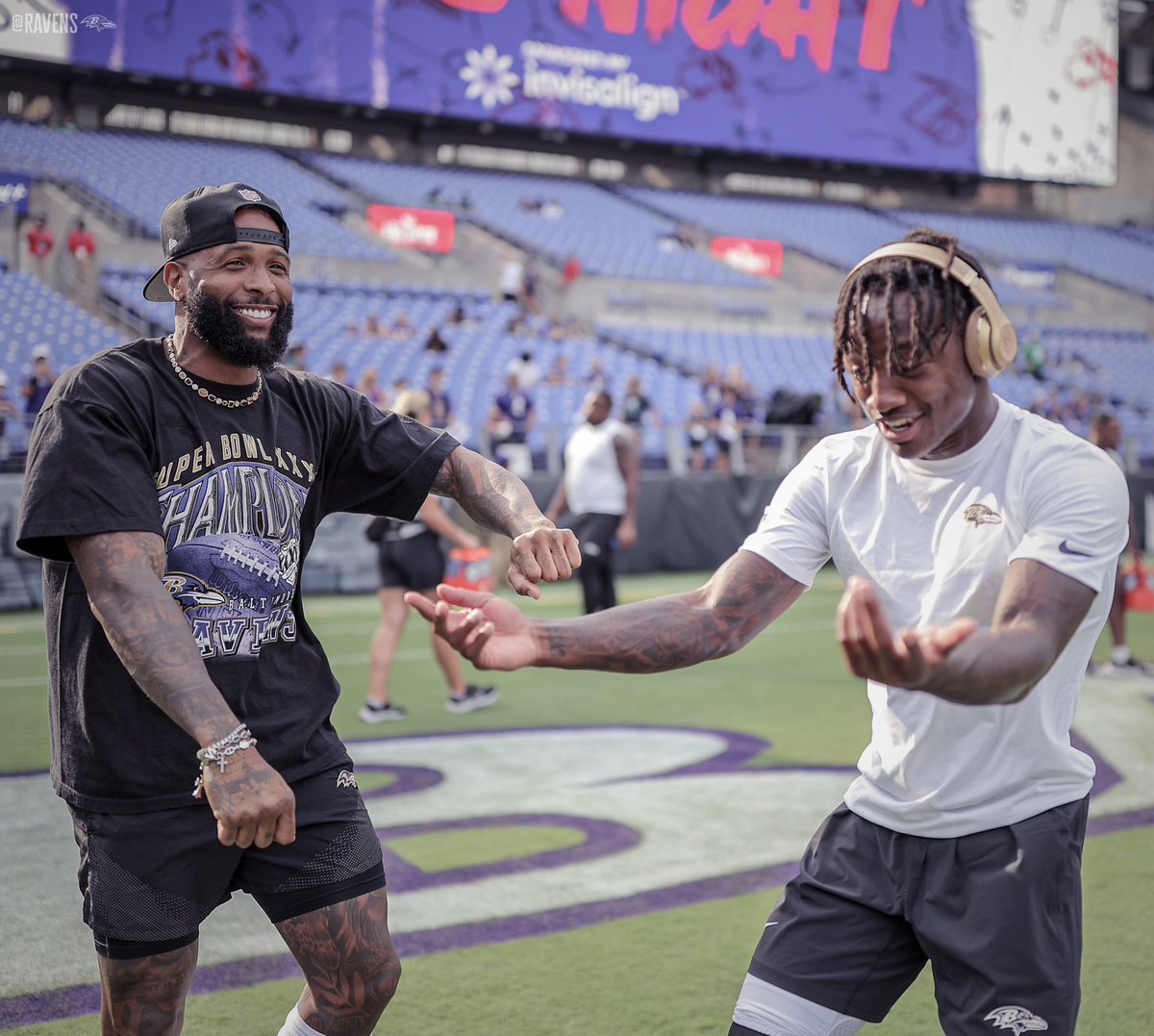 Ravens's tweet photo. Rookie &amp; the vet https://t.co/dj0dC7fXSI
