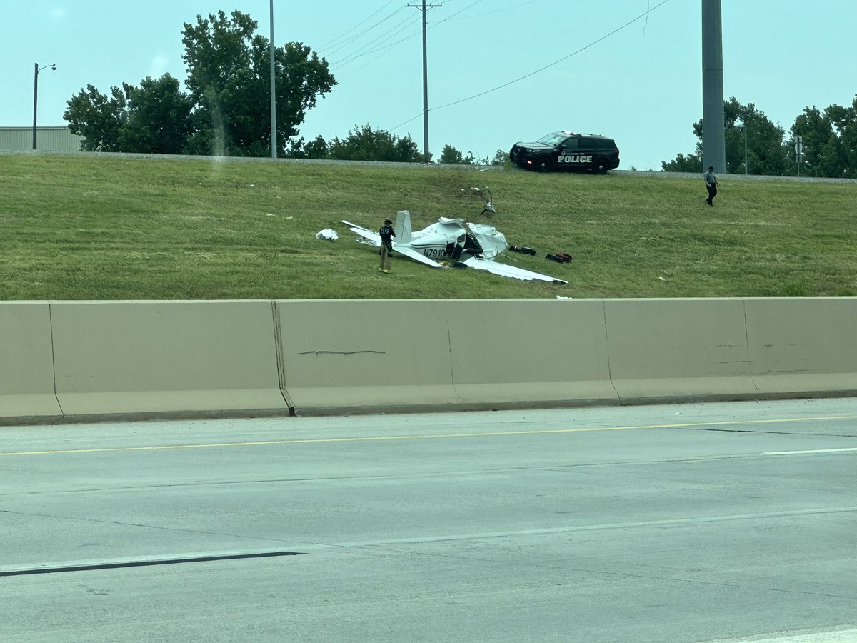 Plane crash on Broadway Extension at I-44.  #okc #Oklahoma