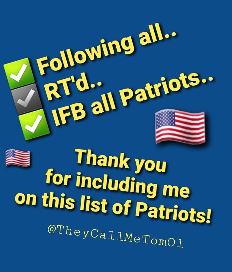 @827js @DannyMack100 @DaveSchreiber3 @5dme81 @TheEXECUTlONER_ @1mZerOCool @rosejam181920 @ArmandKleinX @JRD1272 @StevenLegacy411 @Bellamari8mazz @MAC_ARMY1 @Corgi_MAGA @TJLakers01 @skipmav @iluvWNC @raderld @drdj14 @Keithpicou41 @cjdtwit @45Gigi24 @anchorman98 @c21markm @1mir_r @ToniLL22 @Pgh_Buz @45mx_7 @EL4USA @BB_Scats @GabiNga1 @VEtFeMaLE @Lisa67332426 @mil_vet17 @JohnWisconsin7 @MRedPilld @cruisesandiego @rlockrocks @bartmckinley @backtheblu14 @shipmate_68 @GySgt_T @HamrobMark @UltraSuzette79 @4519steven @NevadaJack2 @JeffBerk3 @NiteWolF_1 @Just_Carly_ Thanks again Jeff!! 👍🏼👍🏼

#GodBlessAmerica 🇺🇲🇺🇲🇺🇲
#GodBlessOurMilitary 🇺🇲🇺🇲🇺🇲