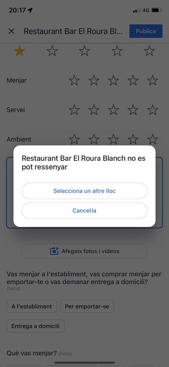 Sé que aquesta gent no tindrà Twitter, però com que tampoc em deixa deixar-hi la ressenya al Google, si no ho dic a algun lloc, exploto.
Restaurant El Roure Blanch de #Monells, a la plaça principal del poble. #BaixEmpordà #Catalunya