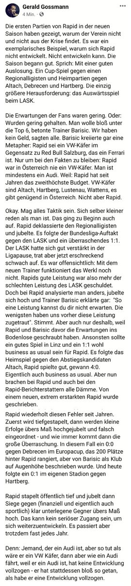 GeraldGossmann's tweet photo. Ich habe, ich musste etwas zum Saisonstart des SK Rapid schreiben. Es geht um die Taktik des Vereins, nicht auf dem Feld, sondern daneben. Beides geht wohl nicht auf. #scrhtb #skrapid https://t.co/KKd2ur0rzy