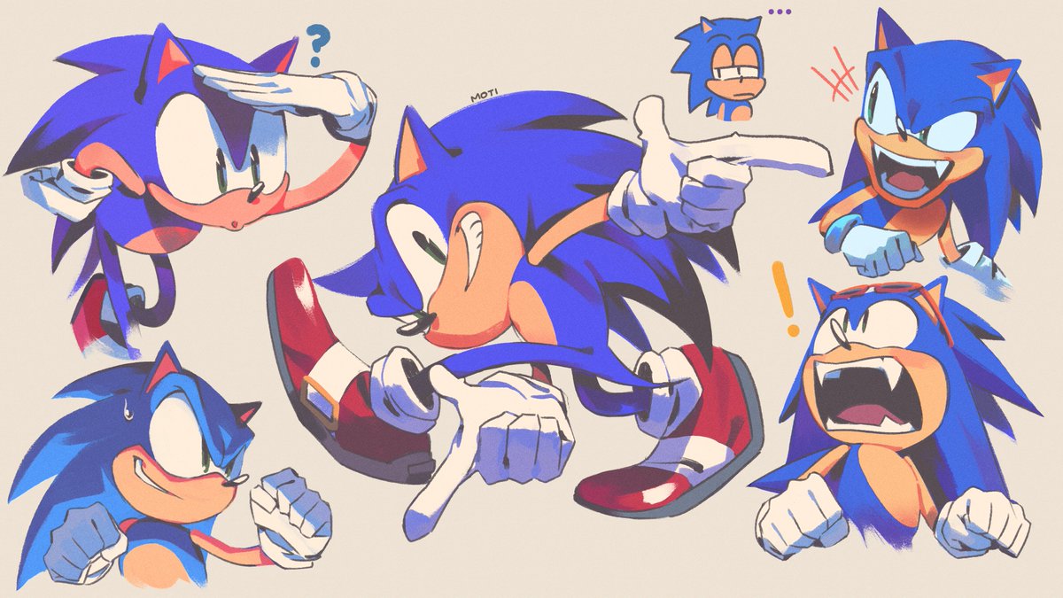 sonic the hedgehog gloves male focus 1boy white gloves smile multiple views ?  illustration images