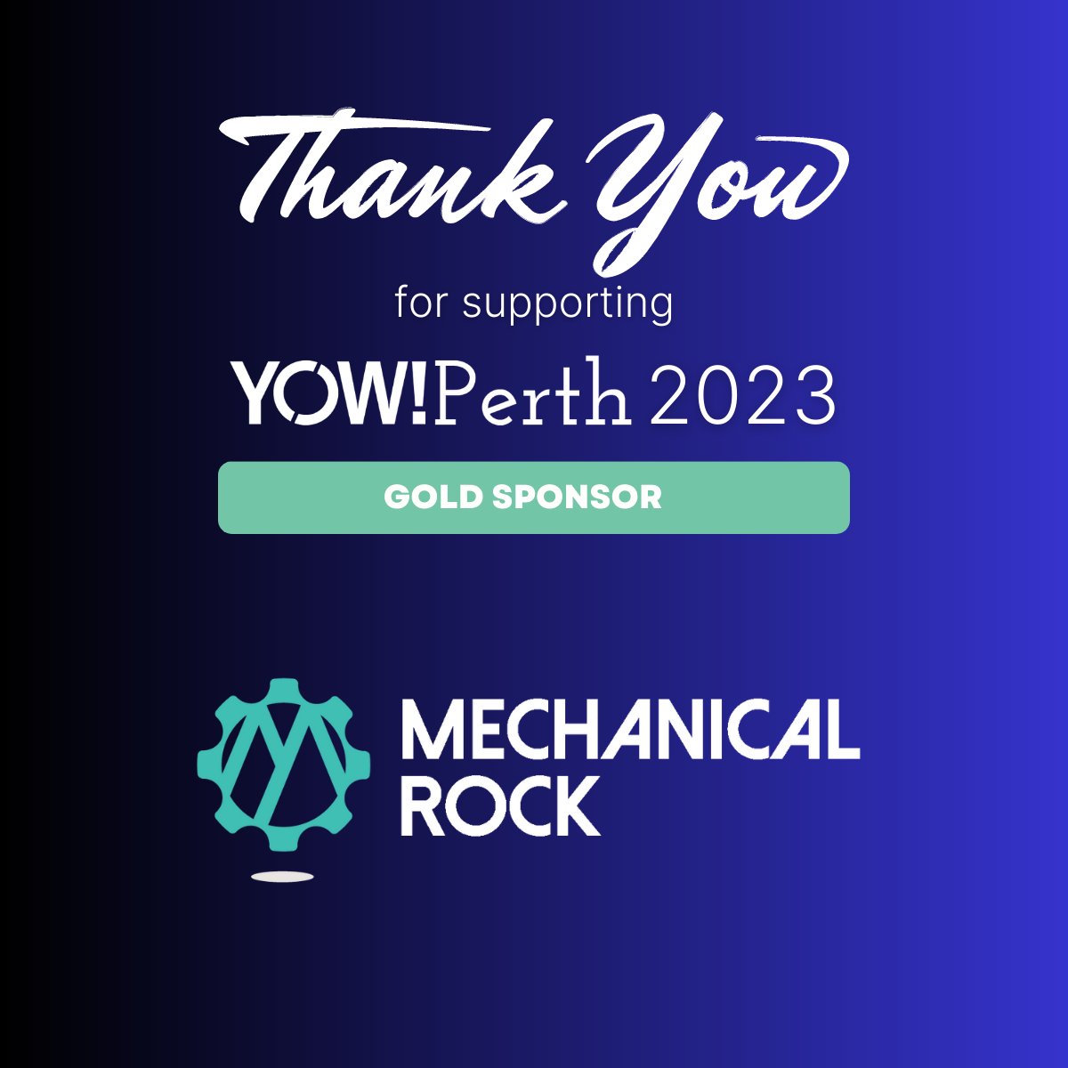 Thank you <a href="/mechanicalrock_/">Mechanical Rock</a> for joining #YOWPerth23 as a GOLD sponsor! 👏 🎉

They're Australia’s leading cloud native practice &amp; work with some of the biggest names in industry to deliver efficient solutions to complex problems. 

Visit them at mechanicalrock.io