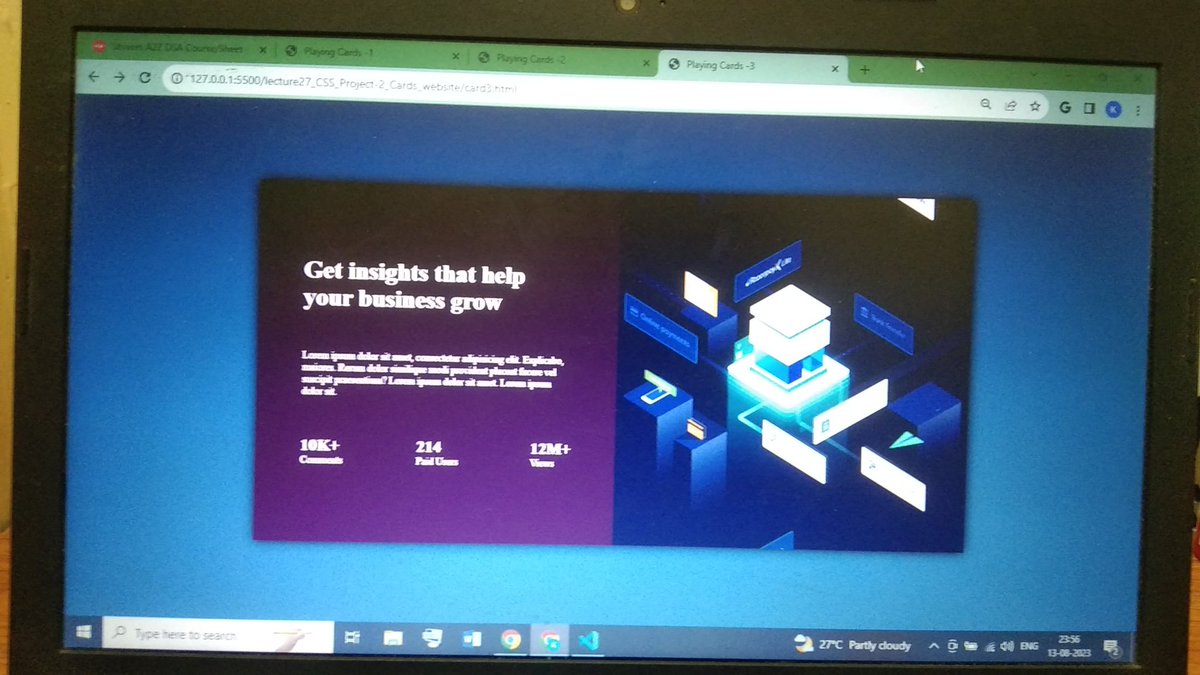 _Kashish1719's tweet image. Day -27  project-4
Made 3 card using HTML CSS 

@lovebabbar3 
#learning #webdev2023