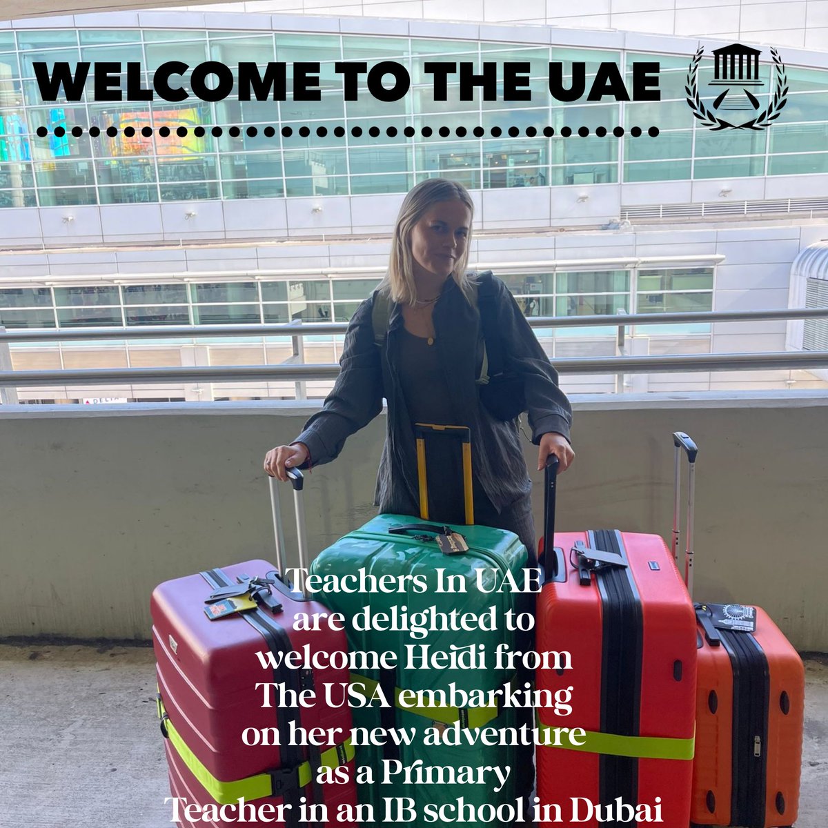 Delighted to be welcoming the lovely Heidi to the UAE!! 🫶. Glad to see you are travelling light 😁.. Wishing you all the best and enjoy every moment 🤗