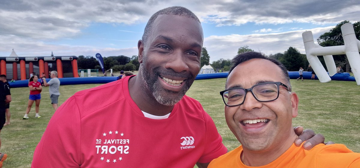 Loved playing rugby today with the legend that is @Derek_Redmond one of my sporting heroes. Did a great job on the wing as the fastest man on the pitch. We only went and won the tournament! @FestivalSportUK