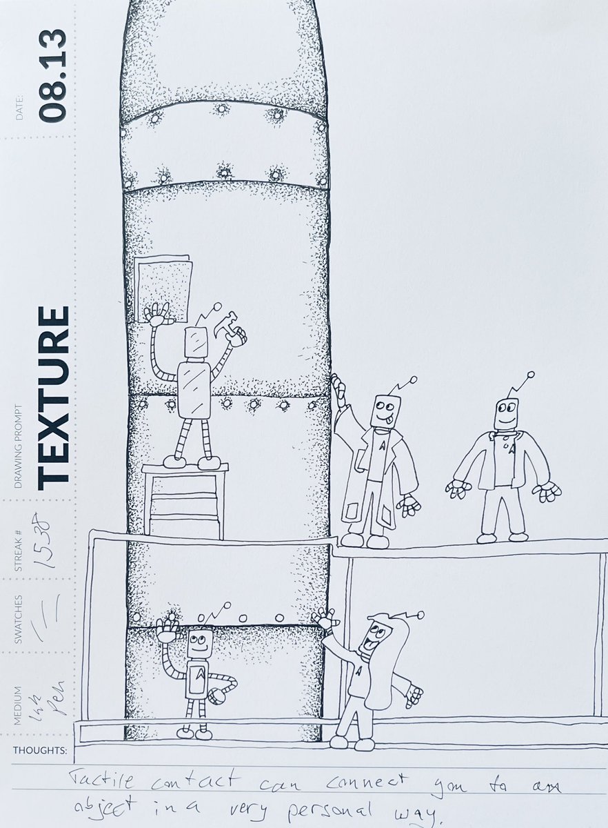 Randy the Frumpy Sketch artist (@randallandrews1) on Twitter photo Day 13. Texture. All I could think of was tactile contact with a spaceship from Star Trek first contact. But the texture holds true! #texture #SimpleDailyDrawing #August2023 #drawingprompts #Robots #frumpysketch <a href="/SDDArtCommunity/">Simple Daily Drawing</a> Day 13. Texture. All I could think of was tactile contact with a spaceship from Star Trek first contact. But the texture holds true! #texture #SimpleDailyDrawing #August2023 #drawingprompts #Robots #frumpysketch <a href="/SDDArtCommunity/">Simple Daily Drawing</a>