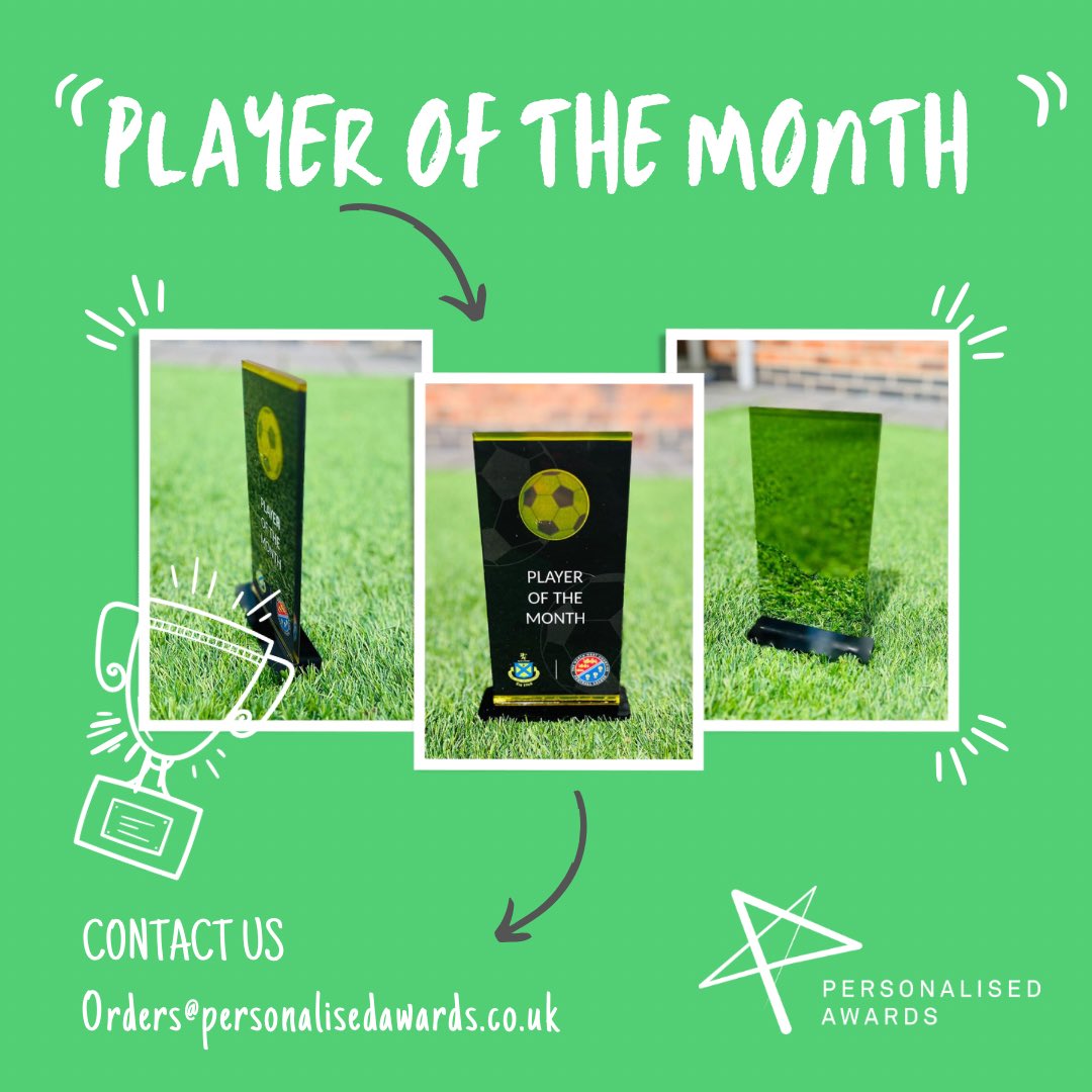 ⚽️Player of the month awards⚽️ We offer a range of player of the month awards, from acrylic to premium we can suit your budget Drop us a message for more info 📸 our recent ones supplied to @AshtonAthletic