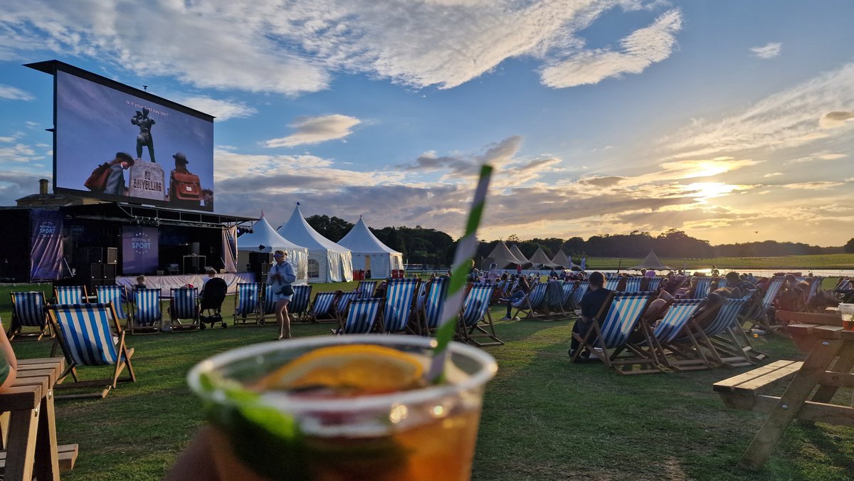 Lovely evening to enjoy a long drink at sunset while sitting with families watching the genius of the movie Matilda. @FestivalSportUK