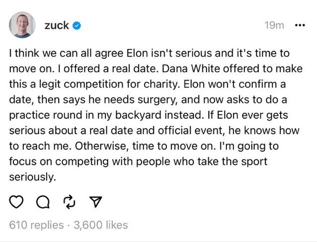 catturd2's tweet photo. I love how beta boy Zuckerberg suddenly acts like a tough guy and thinks he’s some sort of ninja now - 😂😂😂 this wimp wouldn’t last 5 seconds in a real street fight. https://t.co/TaatPamsQt