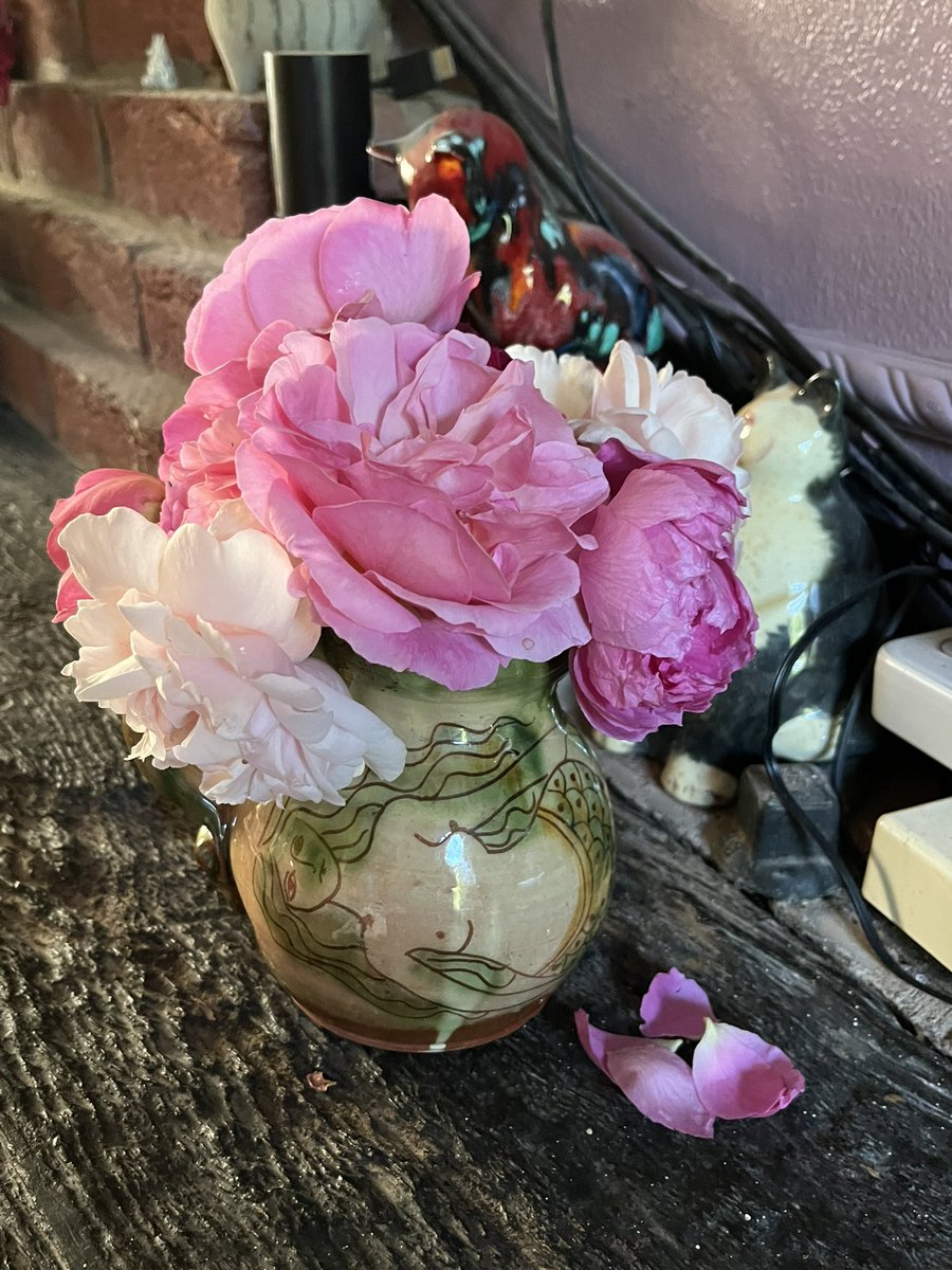 Roses for the lounge #cutroses #myroses #mygarden #GardeningX #GardeningTwitter #favouritevase