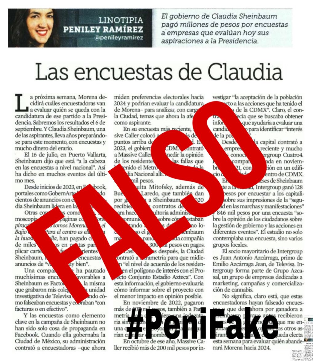 LU15_CDMX's tweet photo. @MaluMicher @nmas #PeniFake #PenileyRamirez parte de la estrategia de rompimiento de MonriaChelo Berdeja
#ClaudiaArrasa la encuesta https://t.co/mZRH0XwKuO