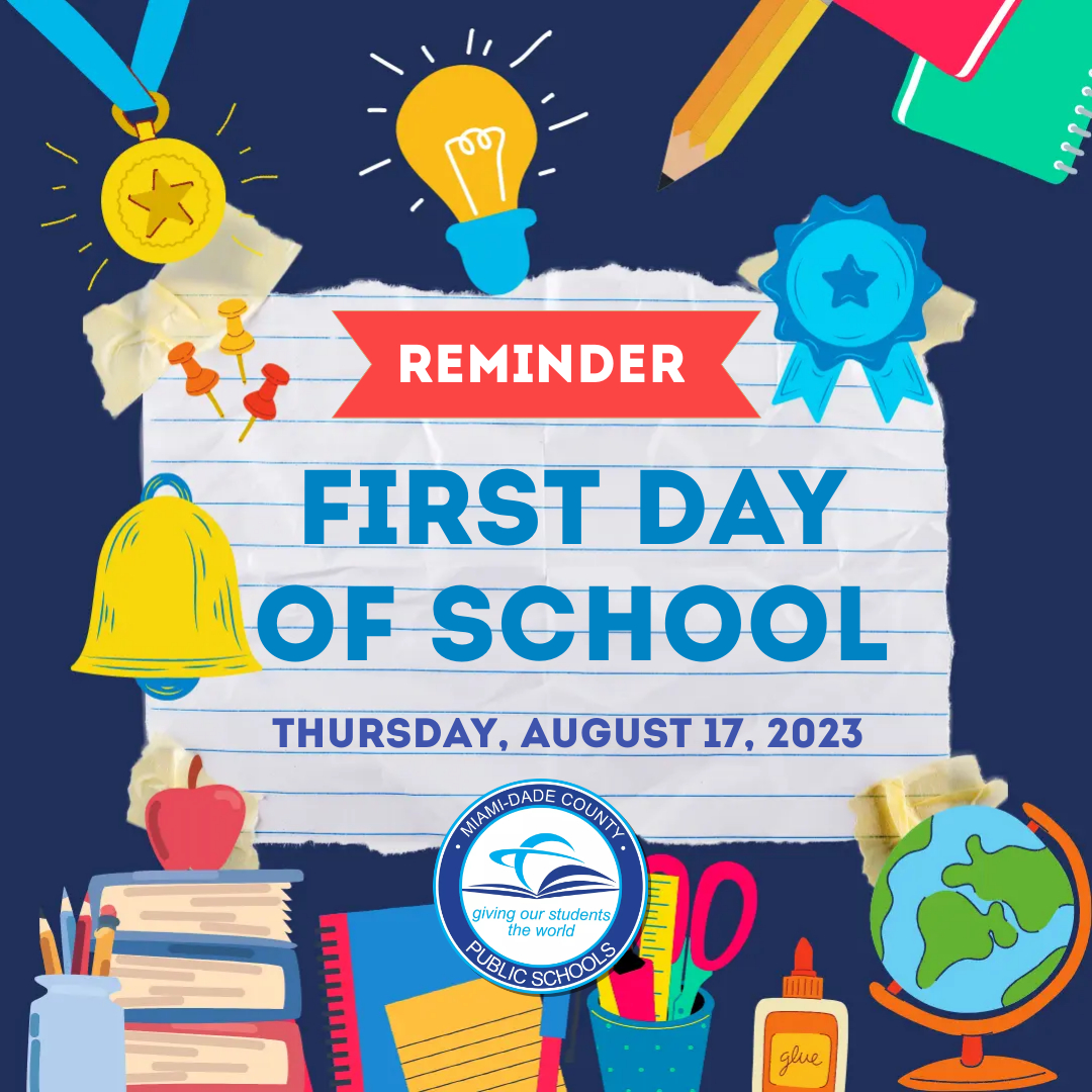 Friendly reminder! The first day of school at @MDCPS is Thursday, August 17, 2023. #BackToSchool #MDCPSReady