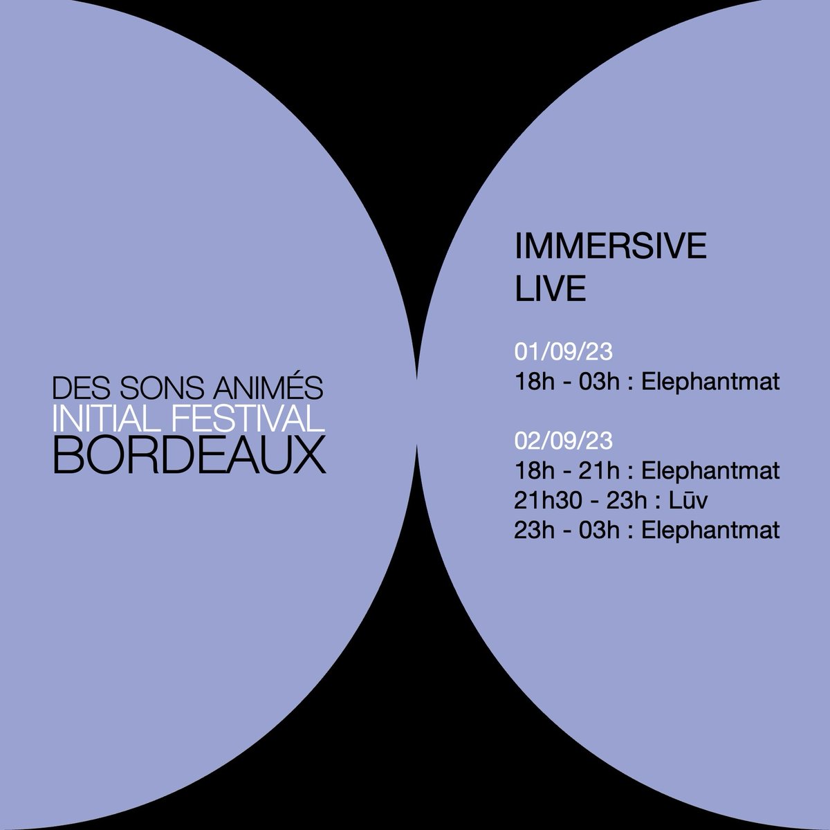 Retrouvez nous sur le scène immersive de <a href="/dessonsanimes/">dessonsanimes.com</a> au <a href="/initialfestival/">Initial Festival</a> les 01 et 02 septembre, avec 16 heures de Live en 3D 🐘🪐.