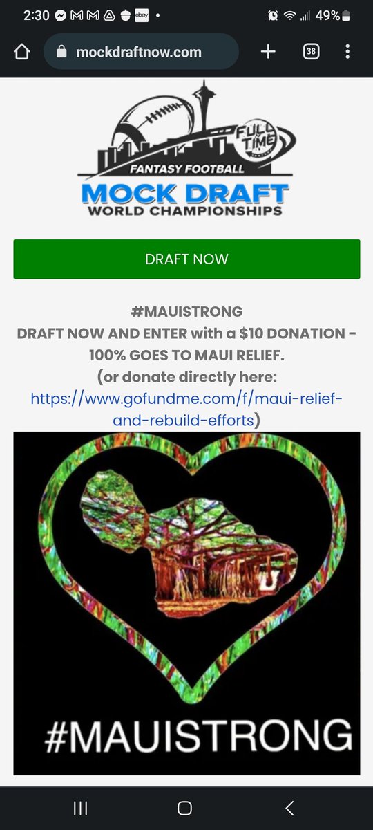 PlayFFWC's tweet photo. Maui Draft Monday is tomorrow! Draft now and enter with a $10 donation.  100% of your donation goes directly to Maui relief. If you can't draft,  please share.  #Draft4Maui #MauiStrong
https://t.co/FhEEpgsfK8 https://t.co/jfQQpNWYSw
