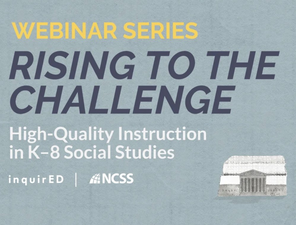 NCSSNetwork's tweet image. 🍂 Our Fall Webinar Series with @InquirED begins Sep 7. 

➡️ Sign Up: hubs.li/Q01-KsBF0

Join us as we examine the current state of K-8 #socialstudies and explore efforts to define &amp;amp; implement high-quality instruction.

#educatorresources #backtoschool #edutwitter