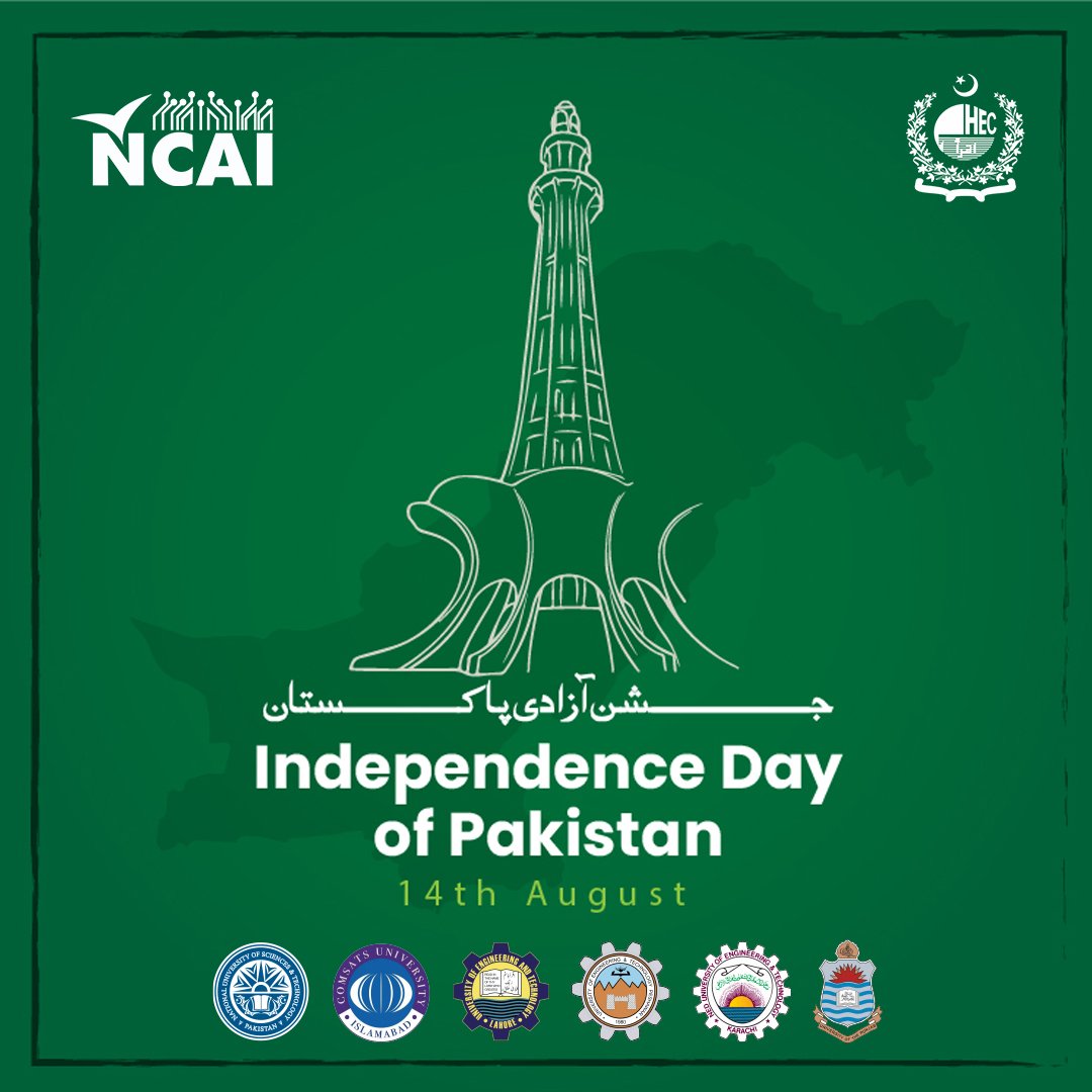 ncaipk's tweet photo. Uniting technology and patriotism for a stronger Pakistan. Wishing everyone a joyful Independence Day! 🇵🇰💻 

#NCAI #NUST #IndependenceDay2023 #PakistanZindabad #PakistanIndependenceDay #ArtificialIntelligene #TechProgress https://t.co/W0tHVgkhHZ
