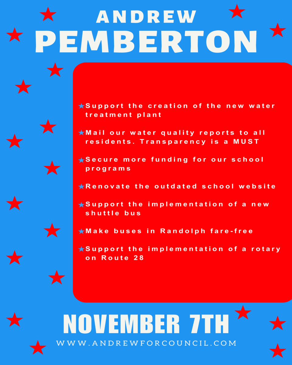 AndrewPemb92240's tweet photo. I am running for Randolph Town Council At-Large. Randolph needs new younger leadership that can engage the community and bring our town forward. Learn more about the campaign at https://t.co/x6HbAL4IY7 https://t.co/D7AySRm99M