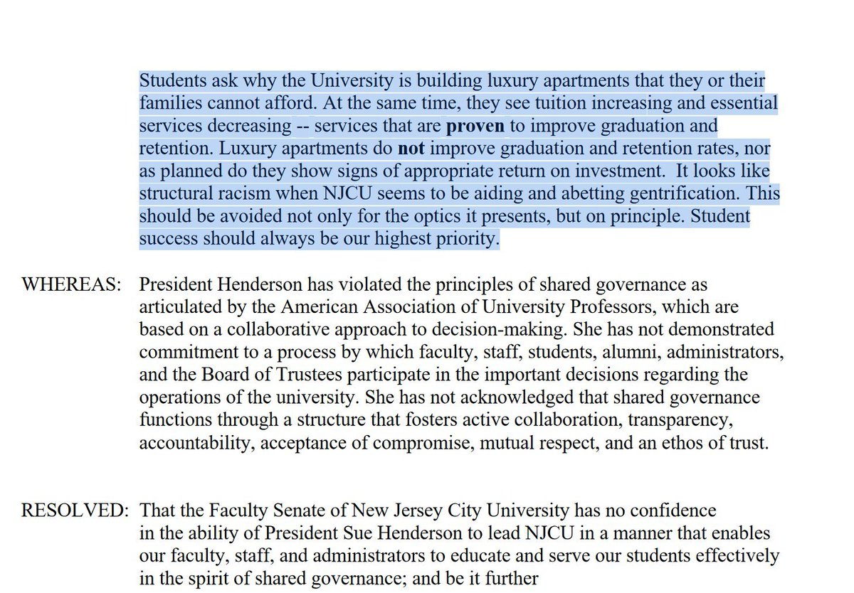 caitchirps's tweet photo. @DrLisaCorrigan 2021: Resolution of No confidence in the President of New Jersey City University https://t.co/odHtecUWBb…   Also see: New Jersey City University faculty signals ‘no confidence’ vote in school’s president https://t.co/bYOrwldQZj https://t.co/RWbQ2jKNBX