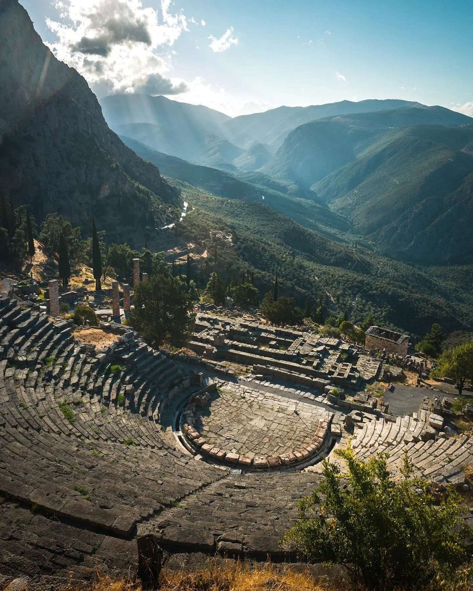 The ancient theatre at Delphi, Greece, originally built in the fourth century BCE, but was remodeled on several occasions, particularly in 160/159 BC at the expenses of king Eumenes II of Pergamon and, in 67 CE, on the occasion of emperor Nero's visit
