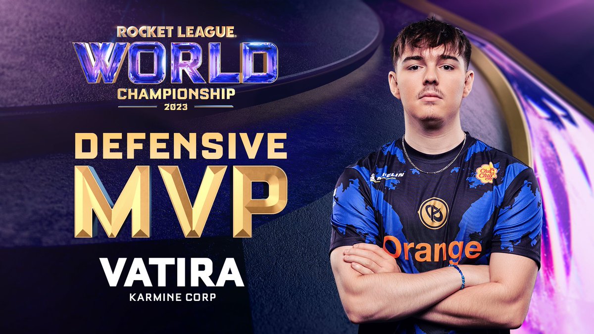 RLEsports's tweet image. 🏅 YOUR 2023 ROCKET LEAGUE WORLD CHAMPIONSHIP DEFENSIVE MVP, @Vatira5🏅